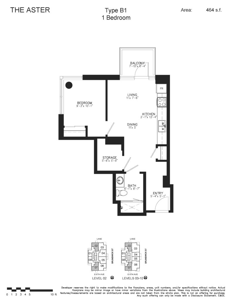 Floor Plan Layout of one-bedroom suite at The Aster